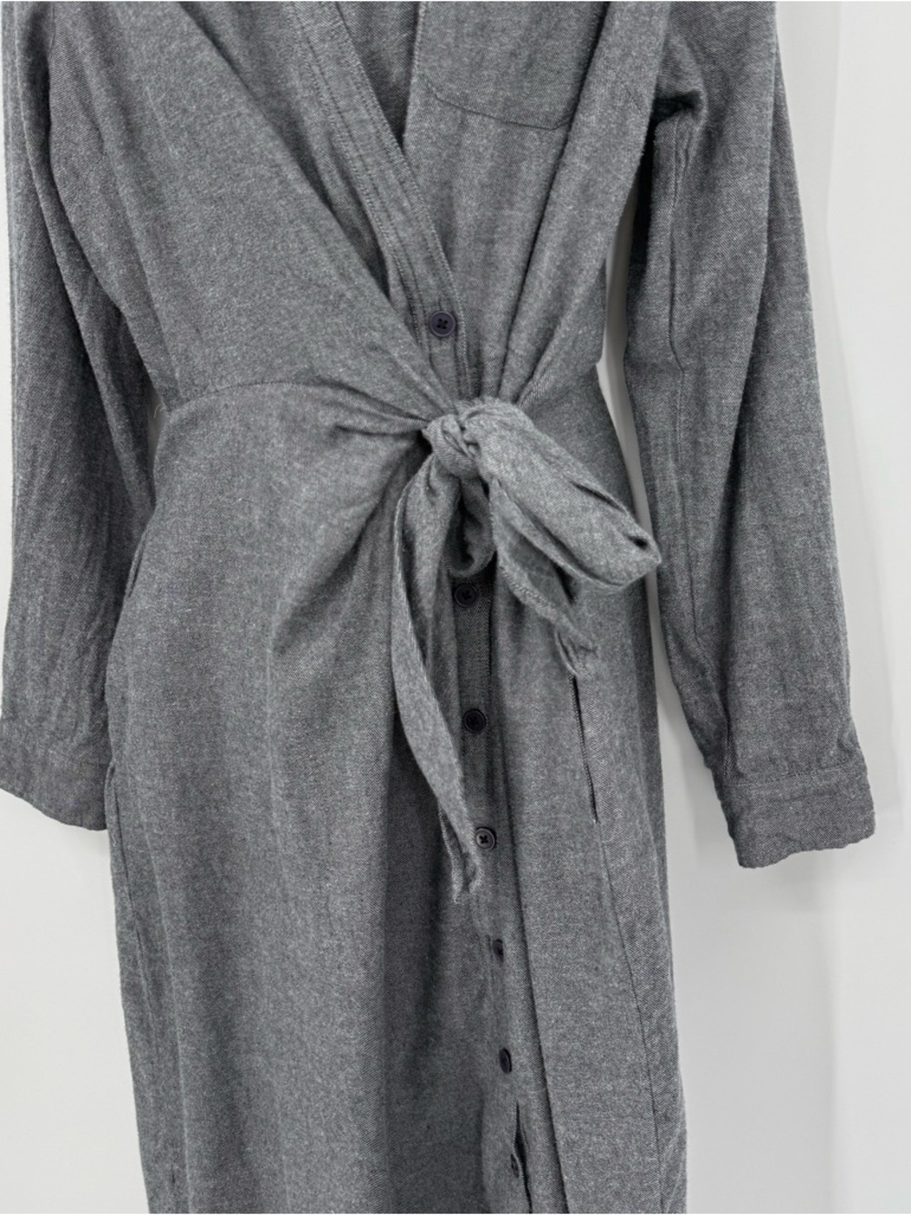 ✦ Garnet Hill Eva Organic Cotton Flannel Shirtdress | Gray | 12 - Picture 6 of 8
